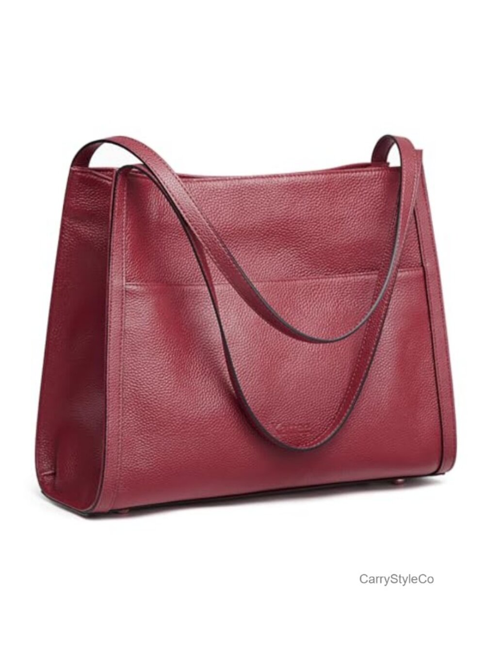 Soft Top Grain Cowhide Leather Tote Bag with Zipper Closure